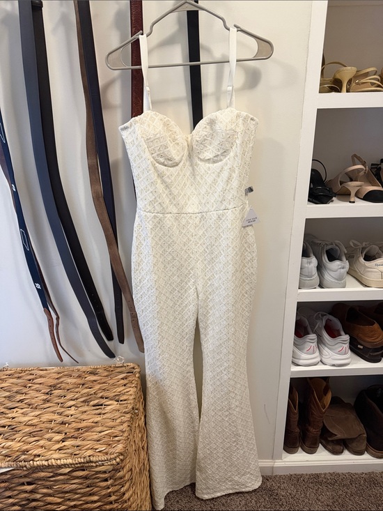NADINE MERABI Pants - Nadine Merabi white sparkly jumpsuit new with tags